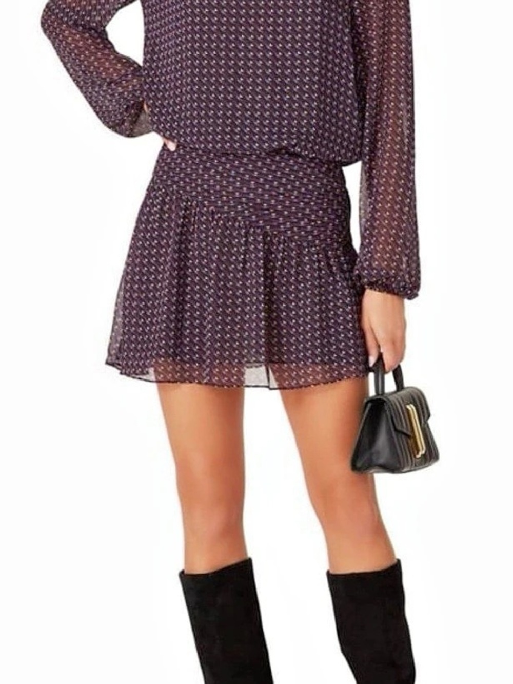 Ramy Brook Geometric Mini Dress in Purple & Black Size 6 Like New